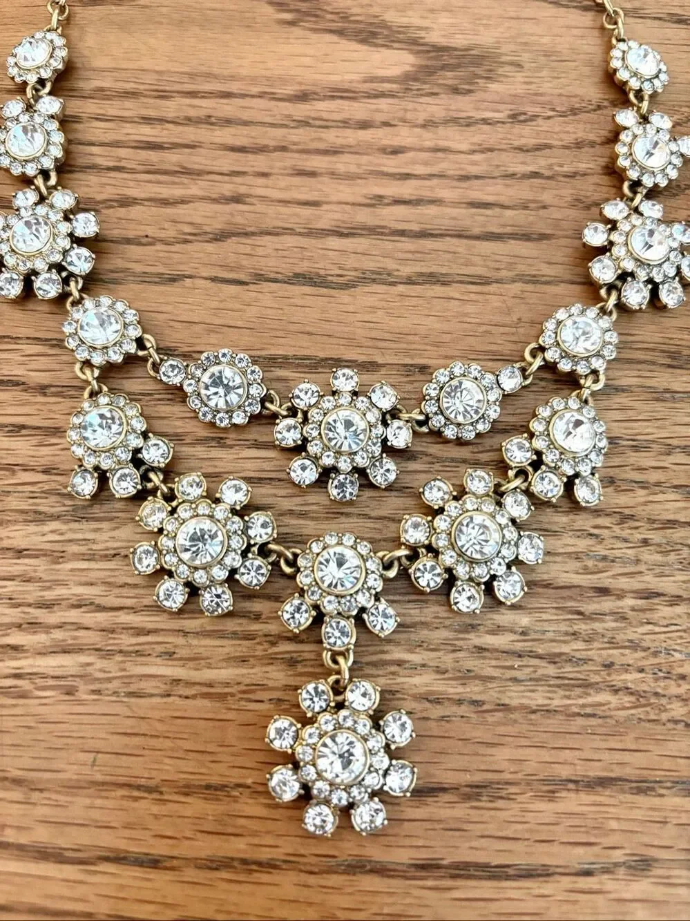 J.Crew | Rhinestone Floral Statement Necklace | 18” Adjustable
